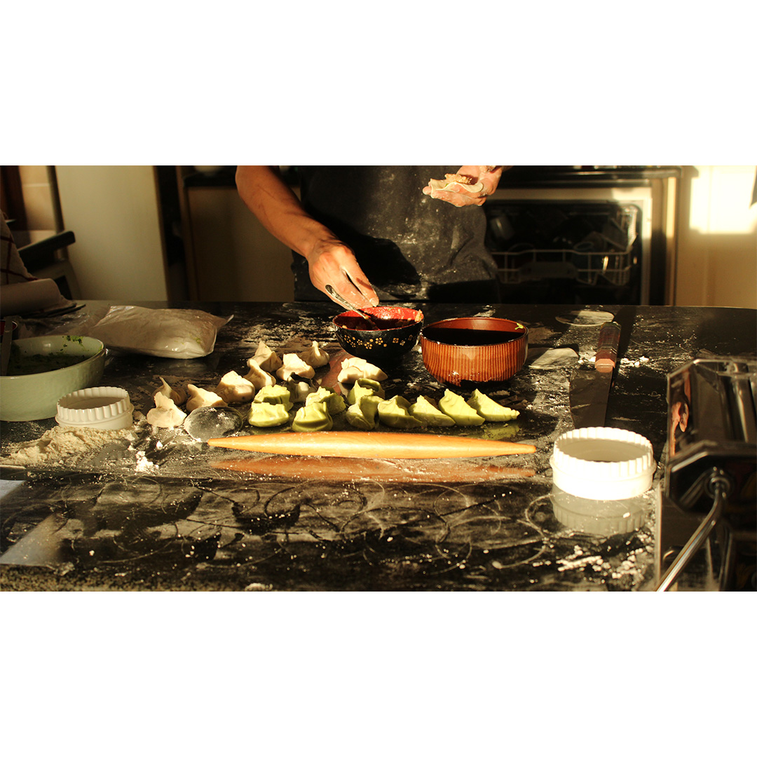 Personal Chef Taki making dumplings in your home